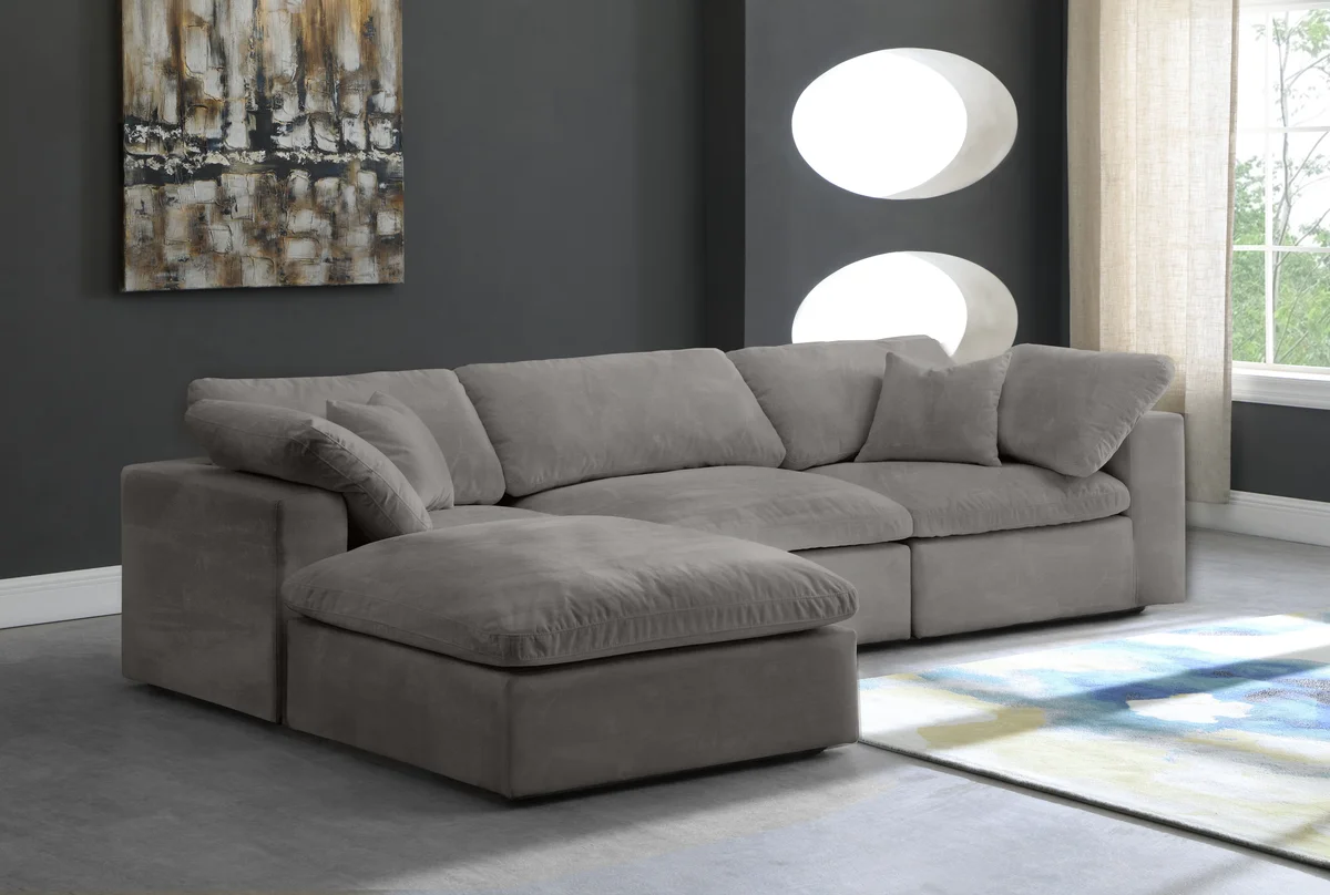 Cozy - 4 Piece Modular Sectional With Chaise - Gray