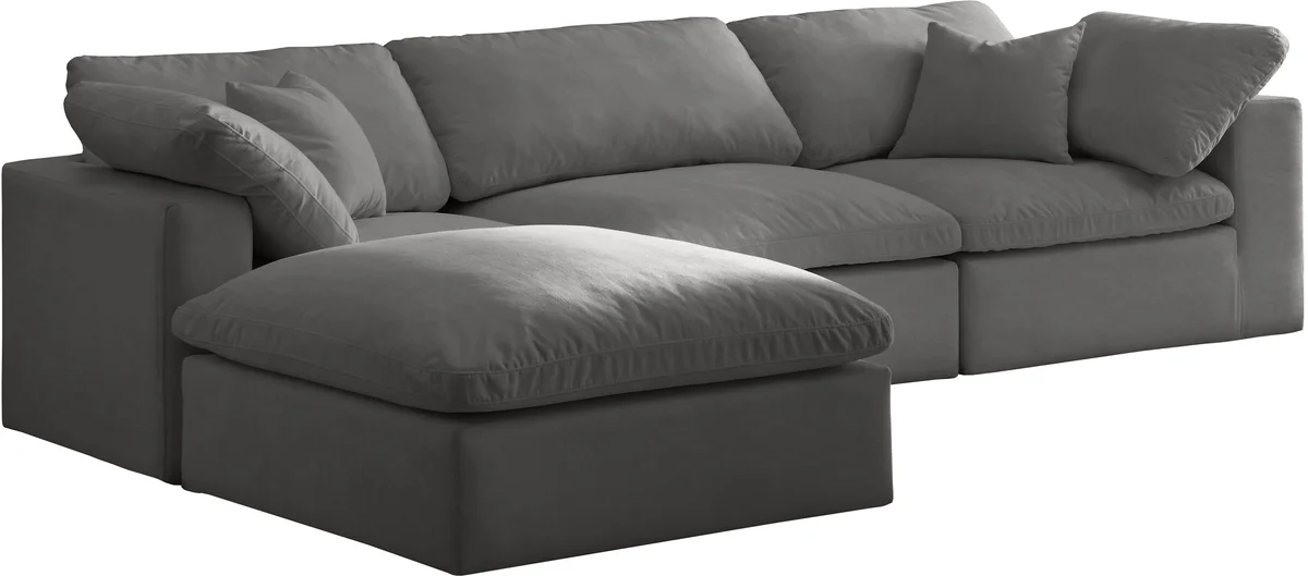 Cozy - 4 Piece Modular Sectional With Chaise - Gray