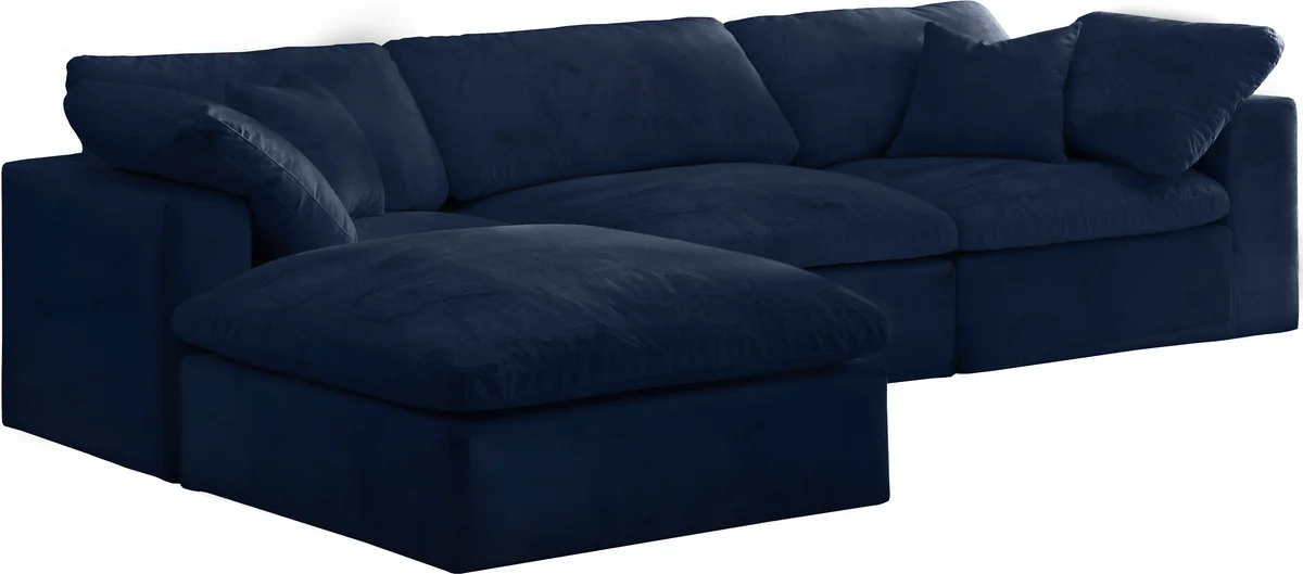 Cozy - 4 Piece Modular Sectional With Chaise - Navy
