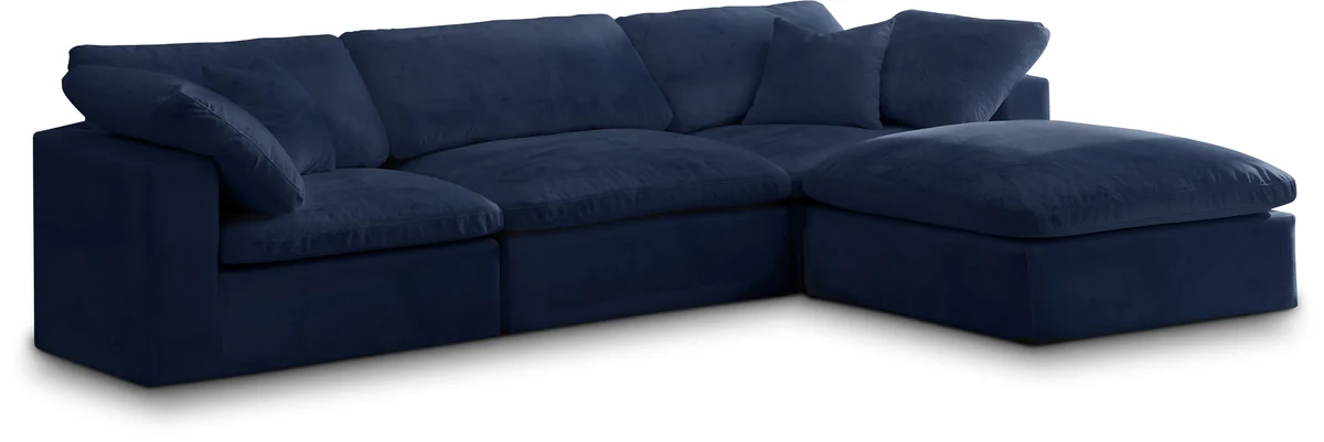 Cozy - 4 Piece Modular Sectional With Chaise - Navy