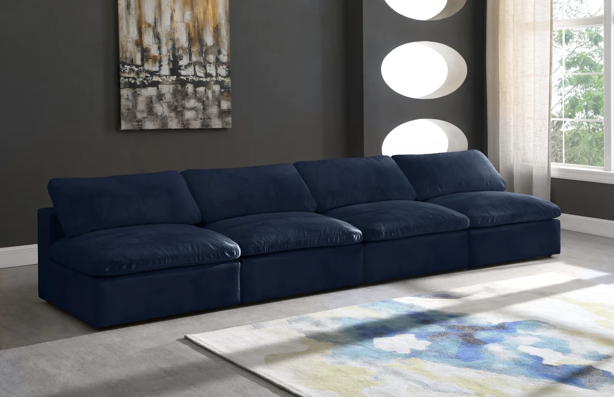 Cozy - Modular 4 Seat Armless Sofa - Navy - View 2