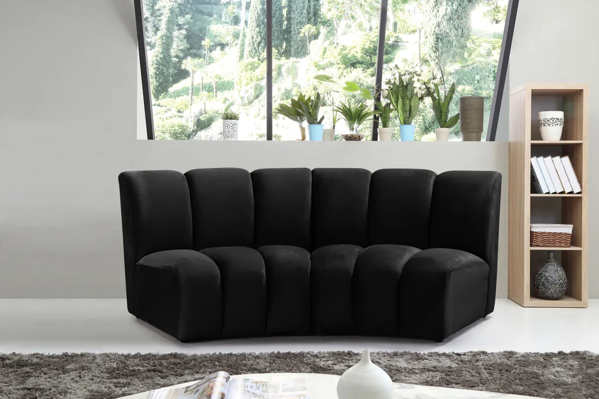 Infinity - 2 Piece Modular Sectional - Fabric - Black