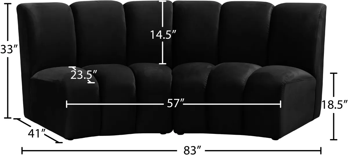 Infinity - 2 Piece Modular Sectional - Fabric - Black