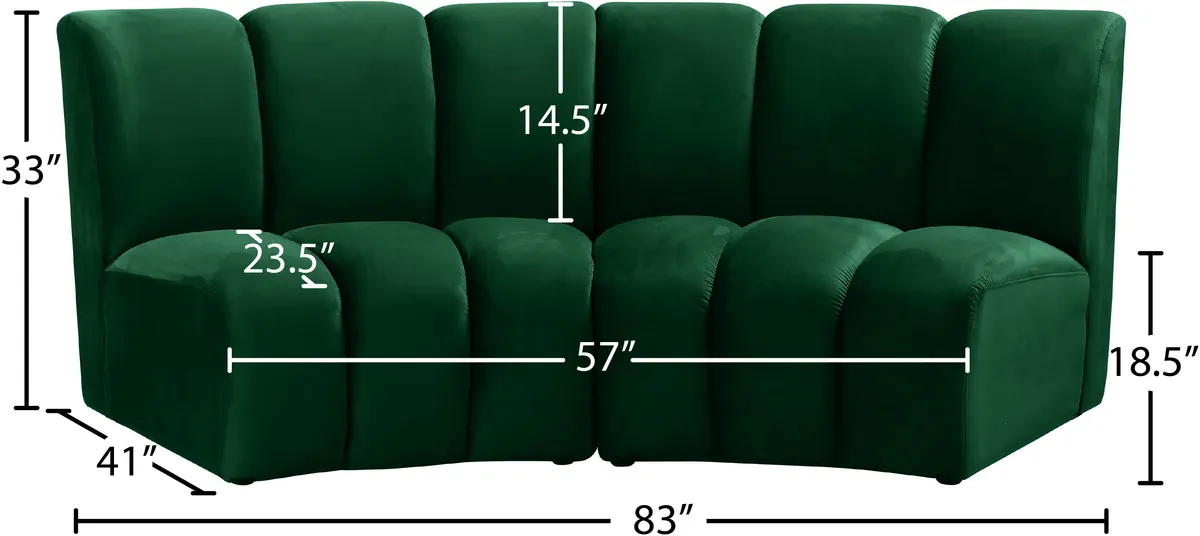Infinity - 2 Piece Modular Sectional - Fabric - Green