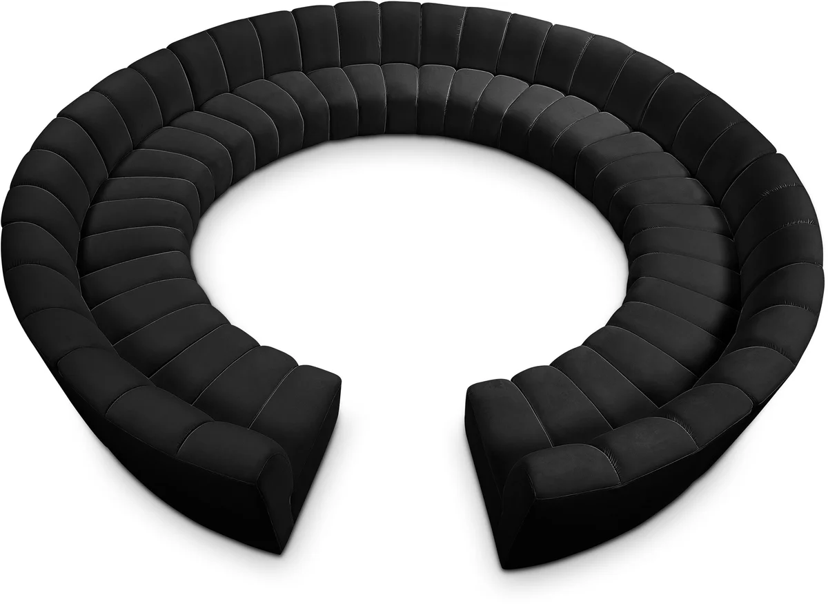 Infinity - 12 Piece Modular Sectional - Fabric - Black