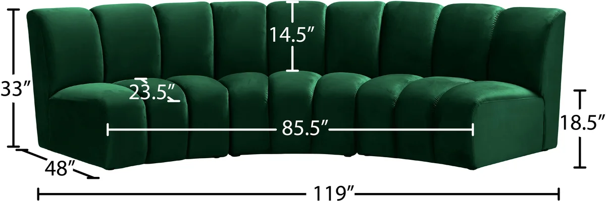 Infinity - 3 Piece Modular Sectional - Fabric - Green