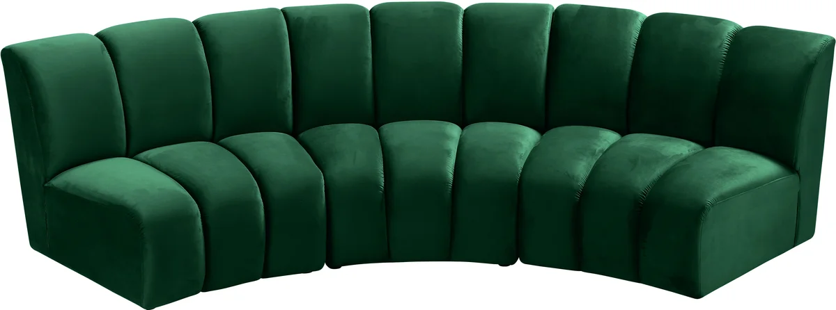 Infinity - 3 Piece Modular Sectional - Fabric - Green