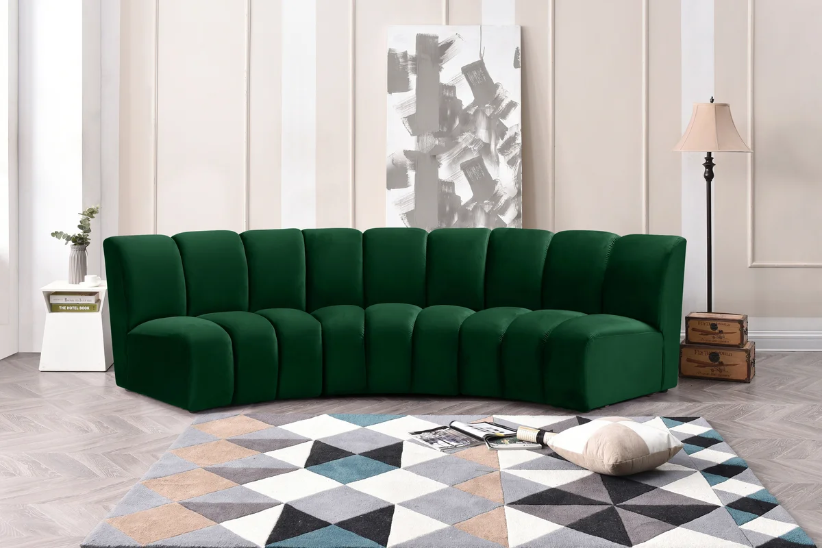Infinity - 3 Piece Modular Sectional - Fabric - Green - View 2
