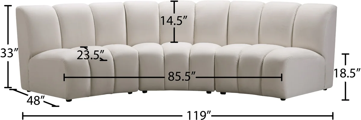 Infinity - 3 Piece Modular Sectional - Fabric - Cream