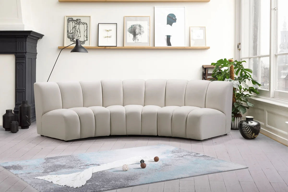 Infinity - 3 Piece Modular Sectional - Fabric - Cream - View 2