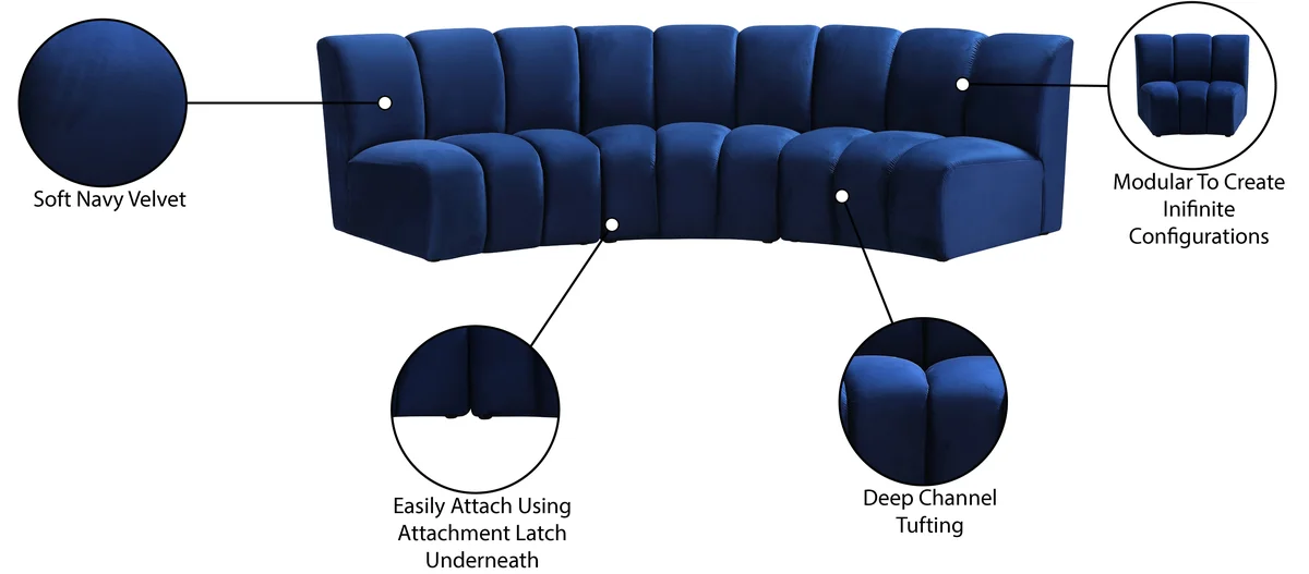 Infinity - 3 Piece Modular Sectional - Navy