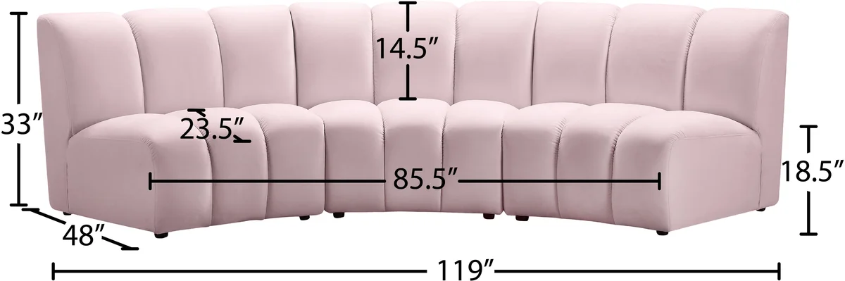 Infinity - 3 Piece Modular Sectional - Pink