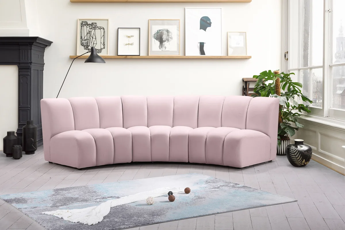Infinity - 3 Piece Modular Sectional - Pink - View 2