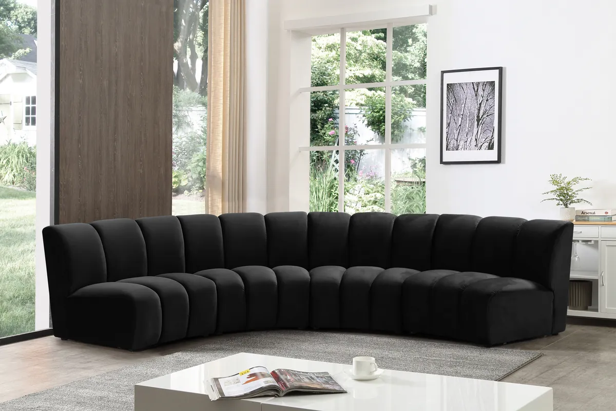 Infinity - 4 Piece Modular Sectional - Fabric - Black - View 2