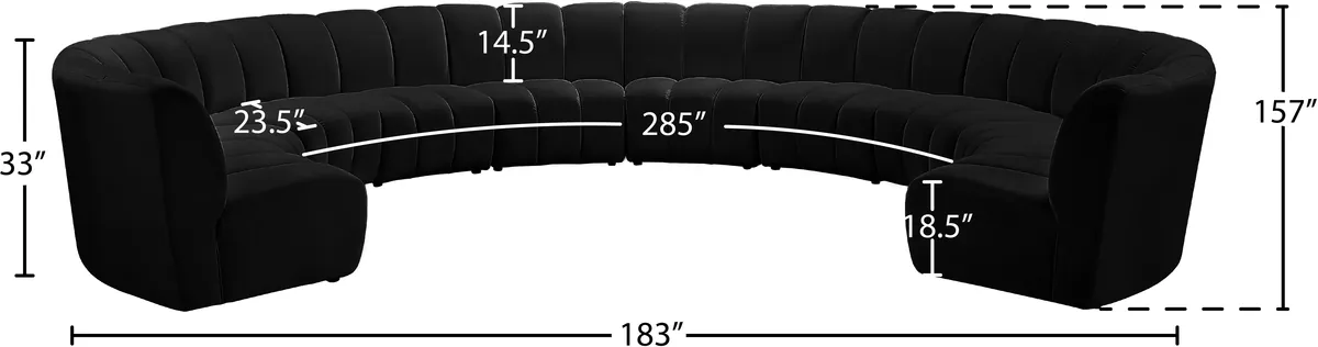 Infinity - 10 Piece Modular Sectional - Fabric - Black
