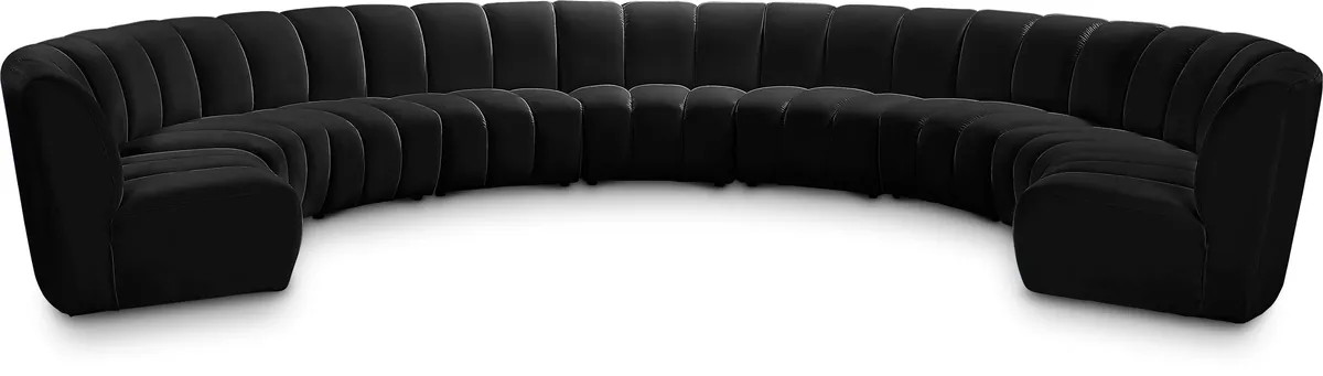 Infinity - 9 Piece Modular Sectional - Fabric - Black
