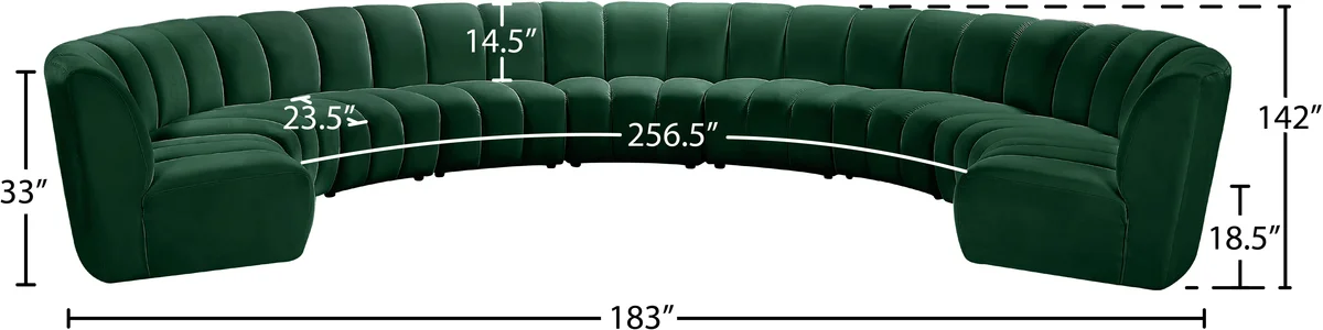 Infinity - 9 Piece Modular Sectional - Fabric - Green