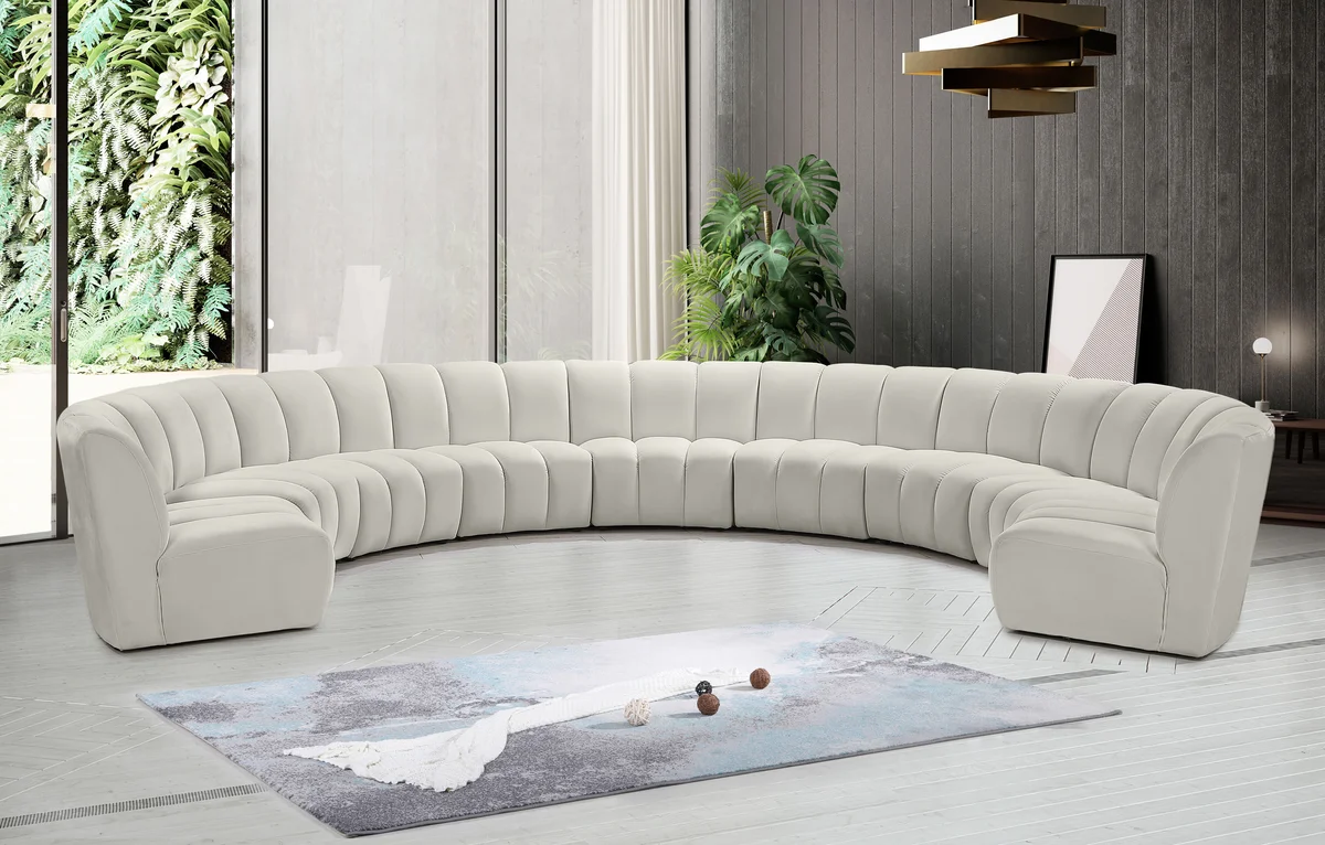Infinity - 9 Piece Modular Sectional - Fabric - Cream - View 2