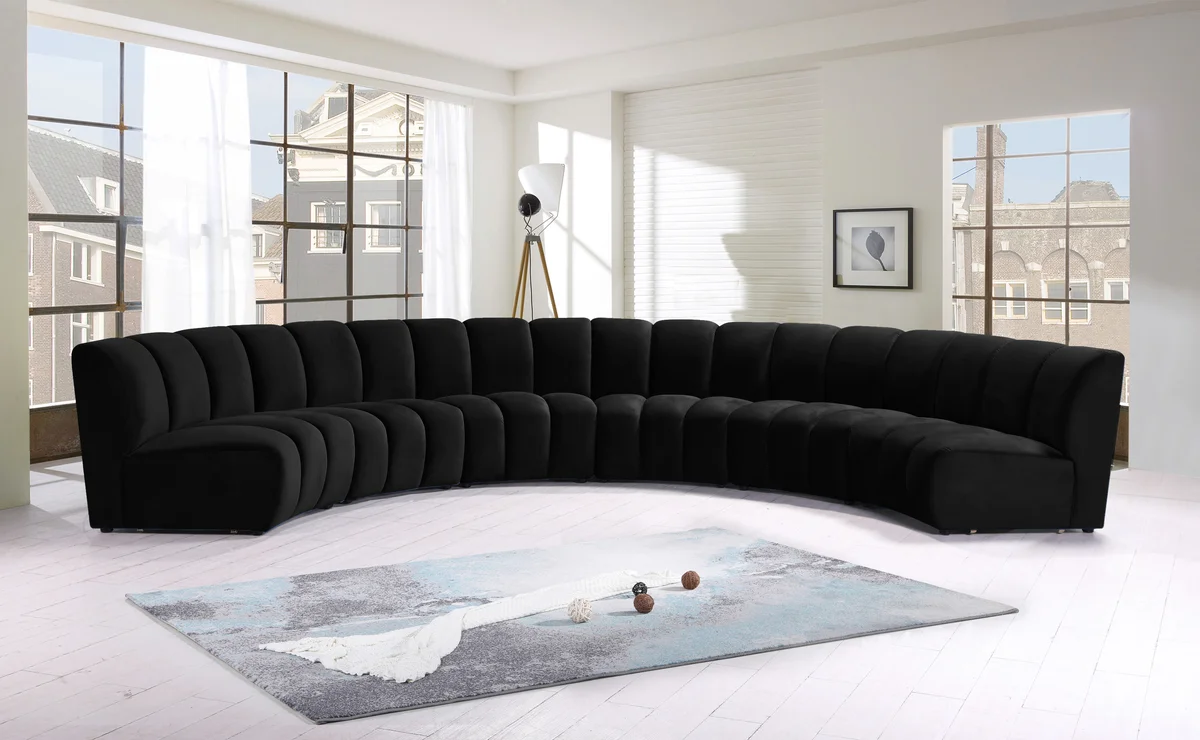Infinity - 6 Piece Modular Sectional - Fabric - Black - View 2