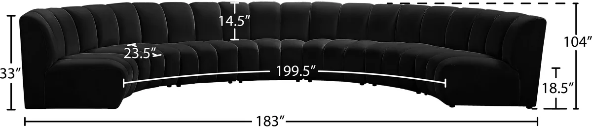 Infinity - 7 Piece Modular Sectional - Fabric - Black