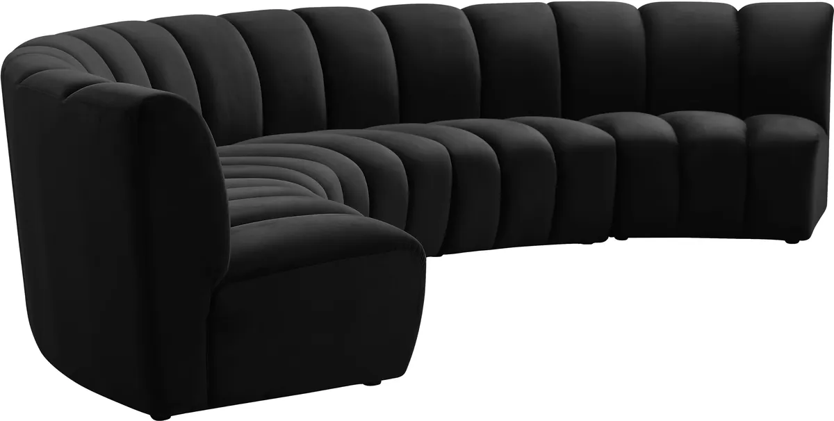 Infinity - 5 Piece Modular Sectional - Fabric - Black
