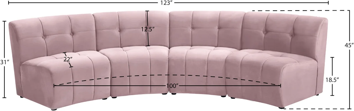 Limitless - 4 Piece Modular Sectional - Pink