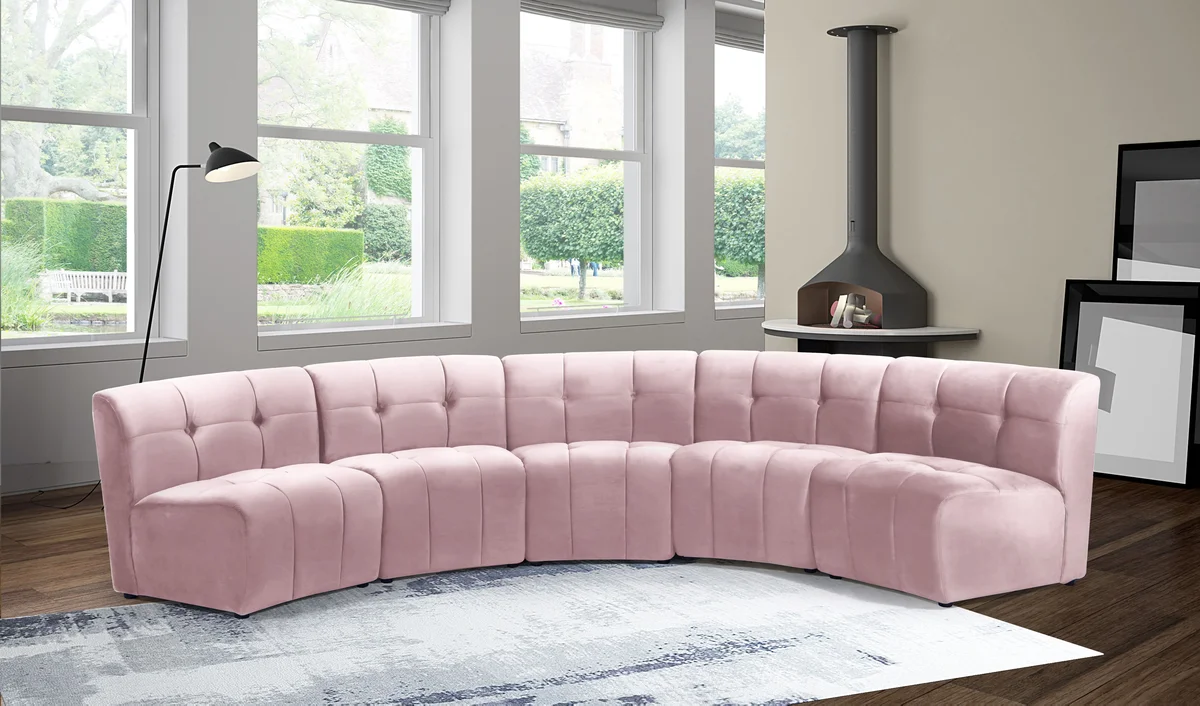 Limitless - 5 Piece Modular Sectional - Pink - View 2