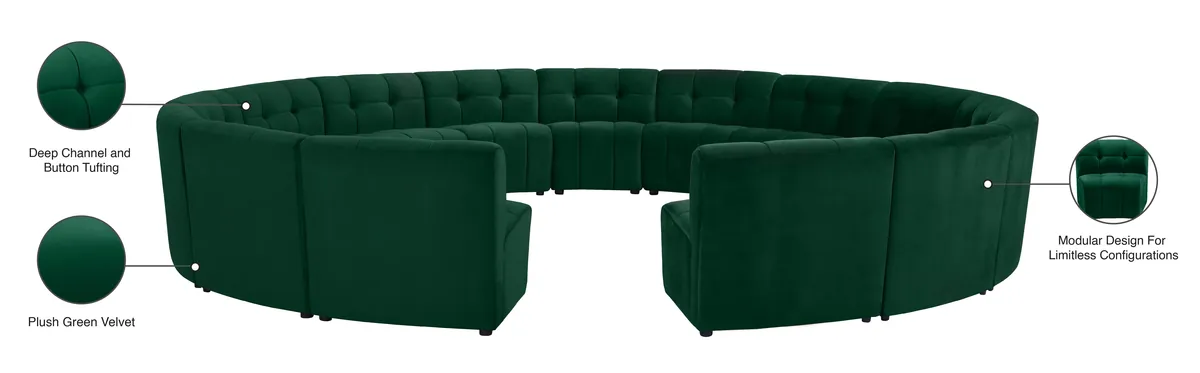 Limitless - 15 Piece Modular Sectional - Green