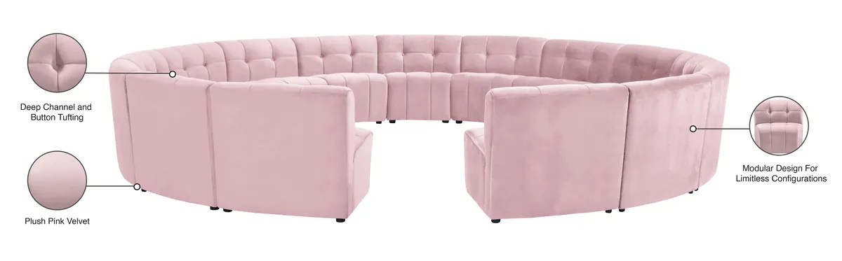 Limitless - 15 Piece Modular Sectional - Pink