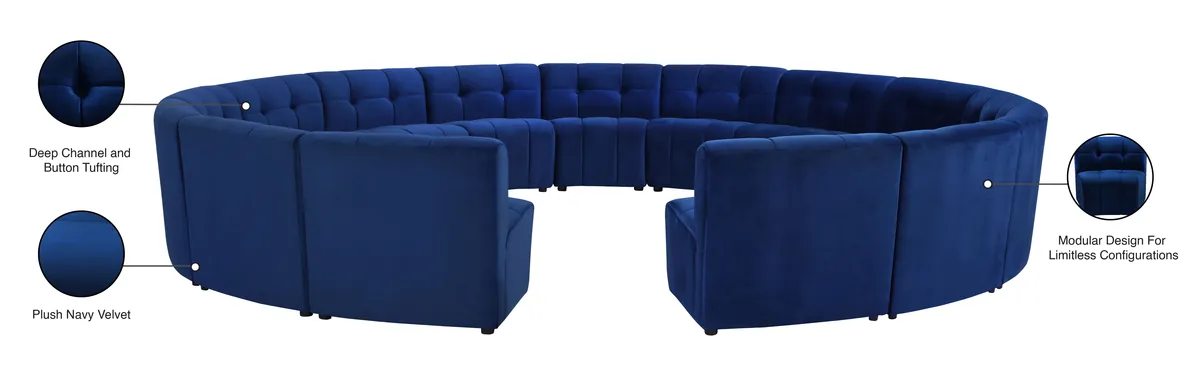 Limitless - 15 Piece Modular Sectional - Navy