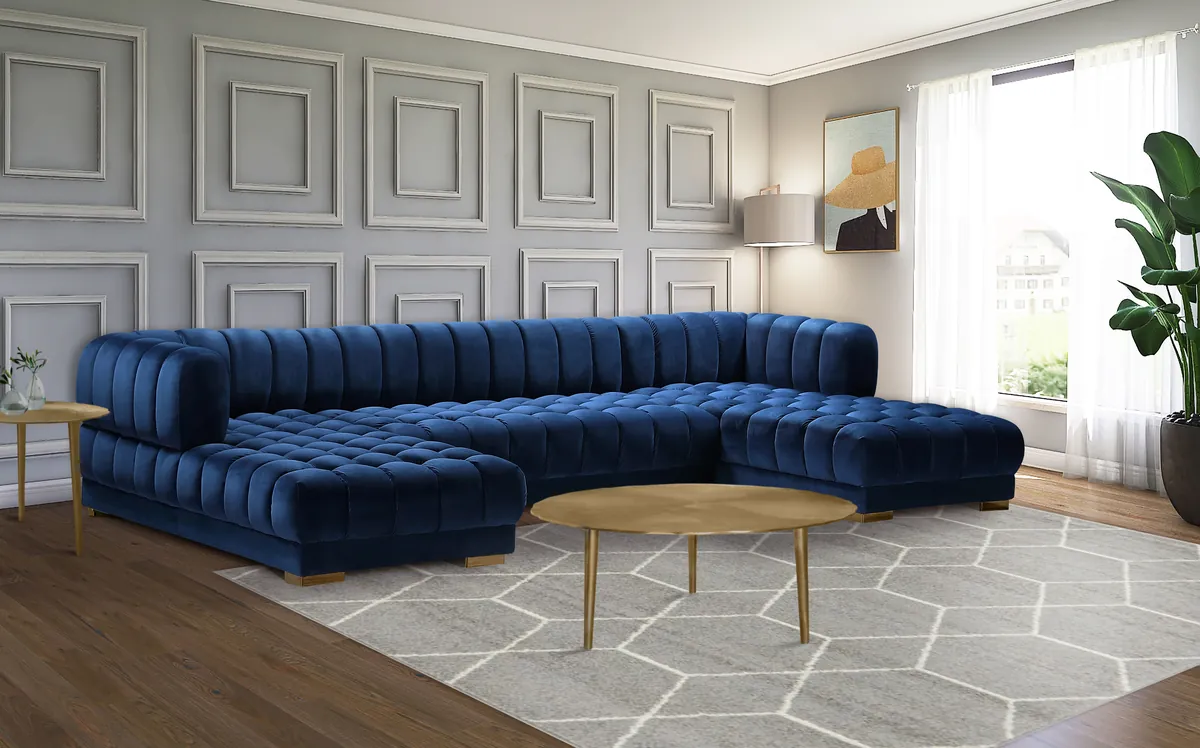 Gwen - 3 Piece Sectional - Navy