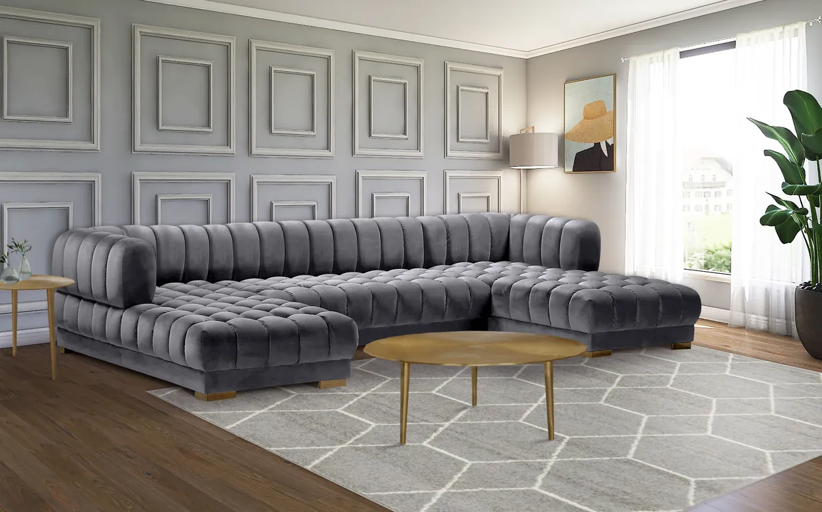 Gwen - 3 Piece Sectional - Gray