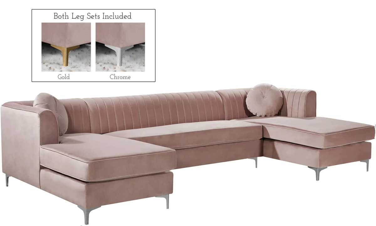 Graham - 3 Piece Sectional - Pink - View 2