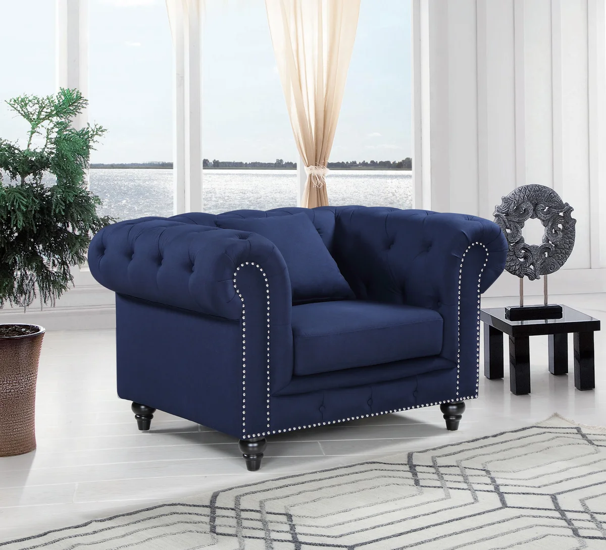 Chesterfield - Chair - Navy - View 2