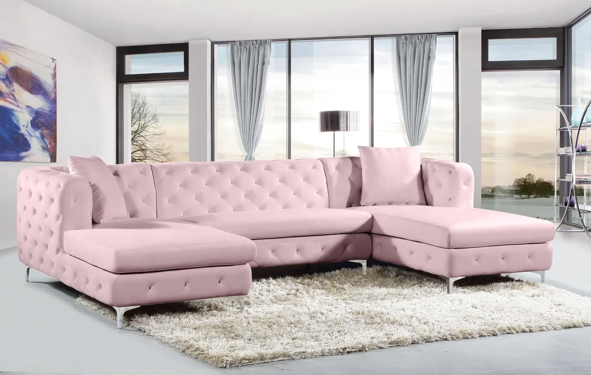 Gail - 3 Piece Sectional - Pink - View 2