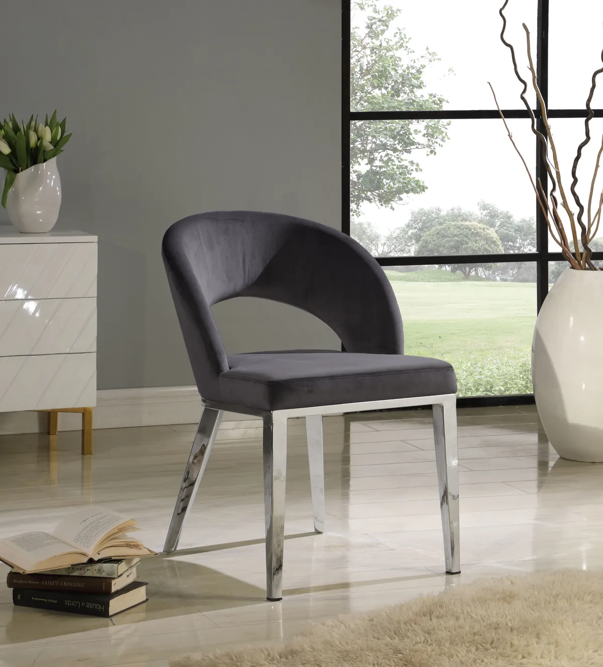 Roberto - Dining Chair - Gray - Fabric