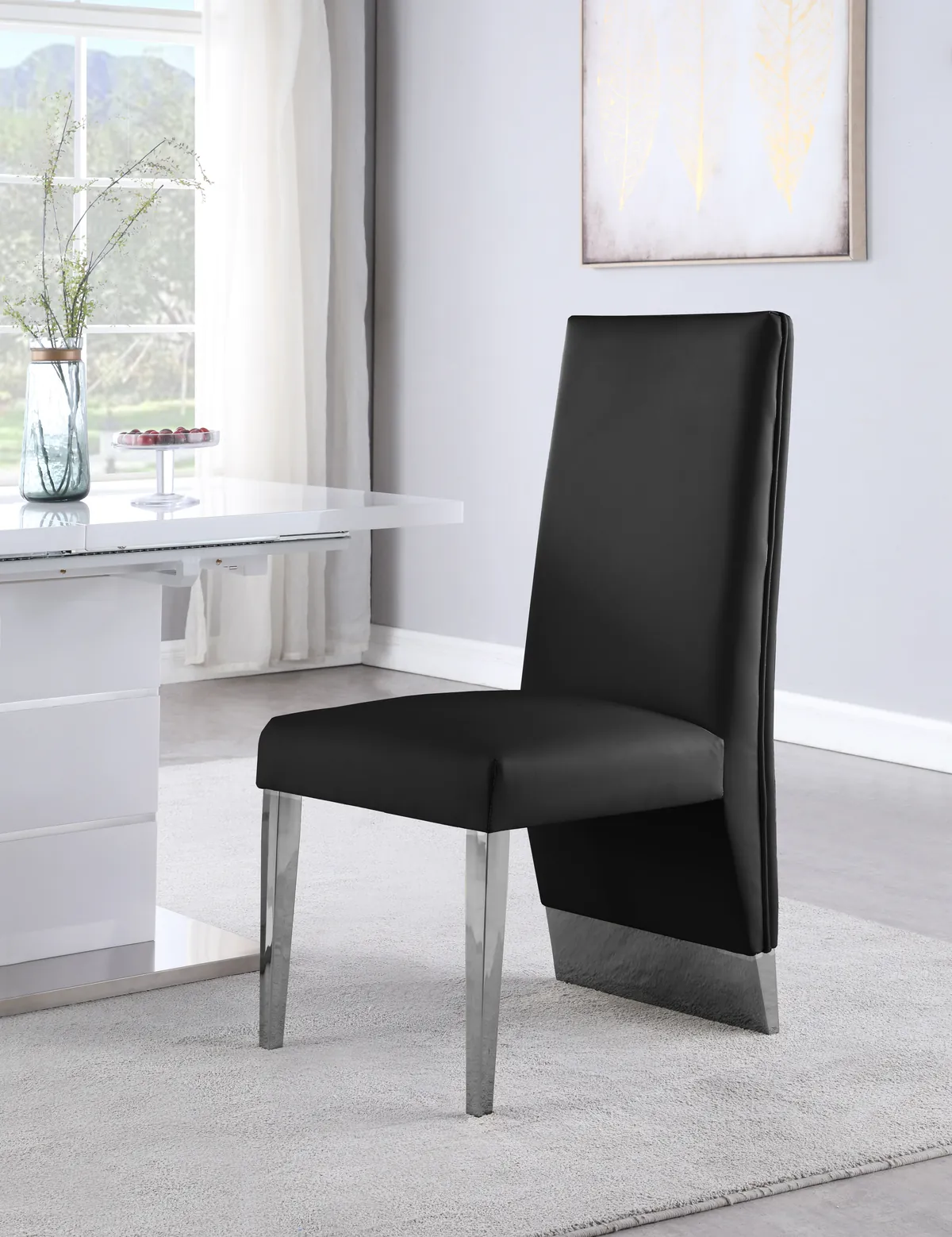 Porsha - Dining Chair (Set of 2) - Black - Faux Leather