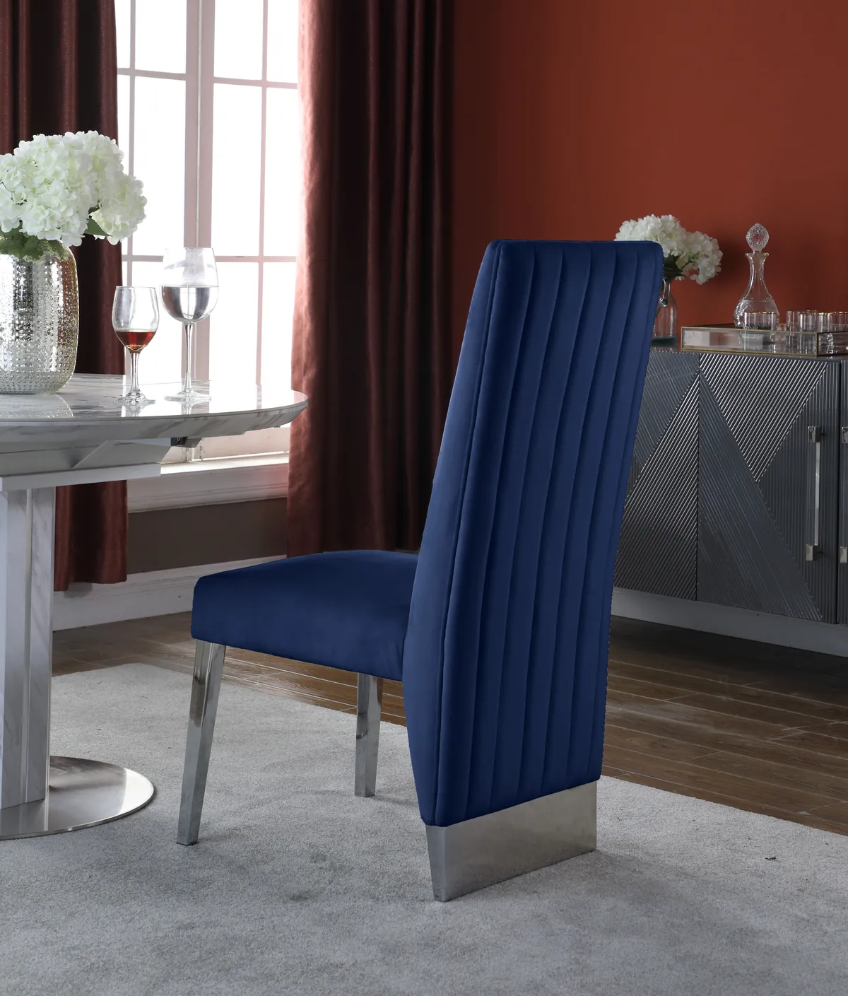 Porsha - Dining Chair (Set of 2) - Navy - Fabric