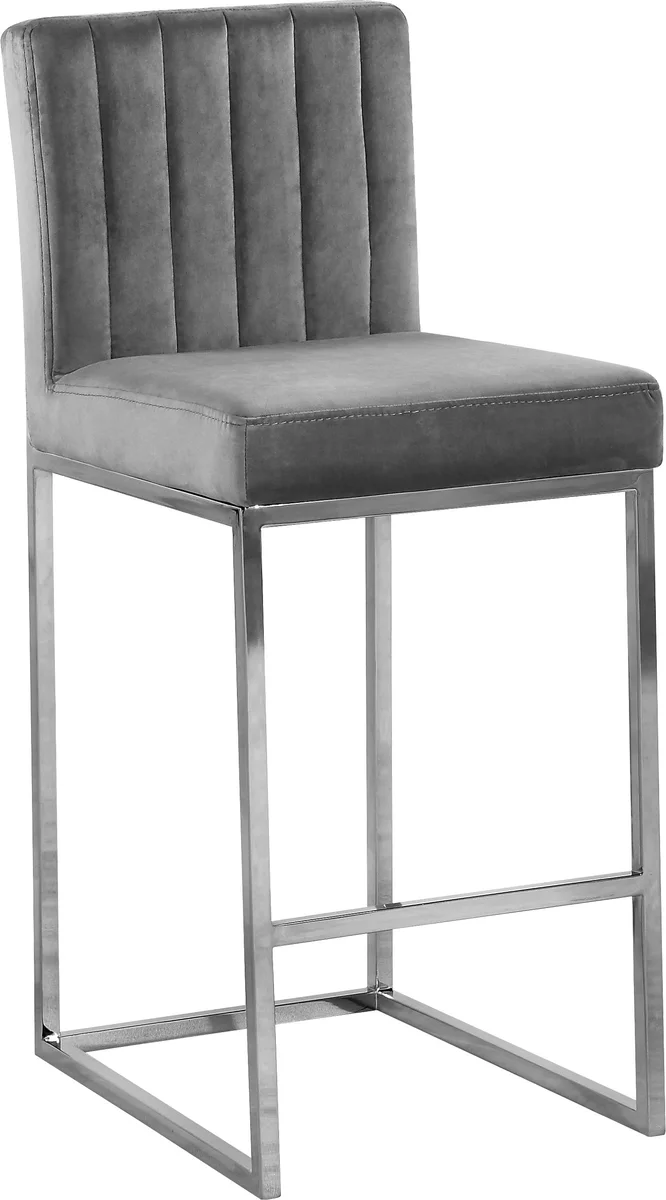 Giselle - Stool With Chrome Legs - Gray