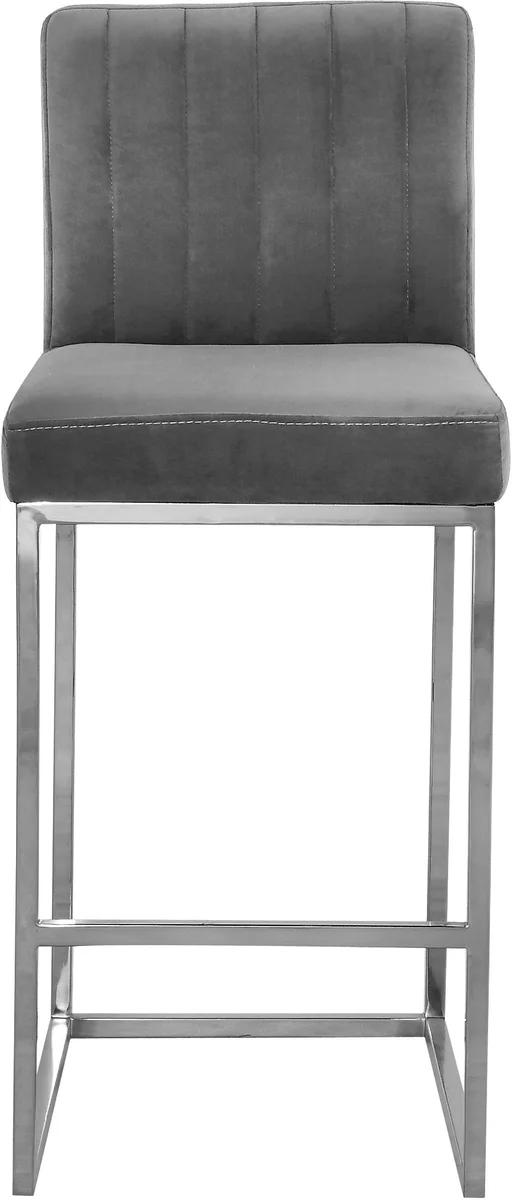 Giselle - Stool With Chrome Legs - Gray