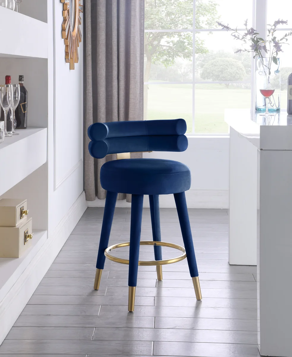 Fitzroy - Counter Stool (Set of 2) - Navy - View 2