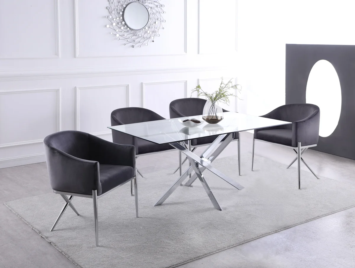 Xander - Dining Table - Pearl Silver - Metal