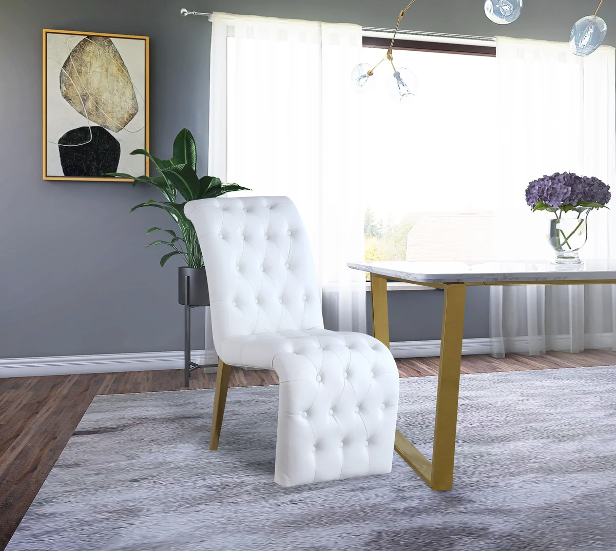 Curve - Dining Chair (Set of 2) - White - View 2