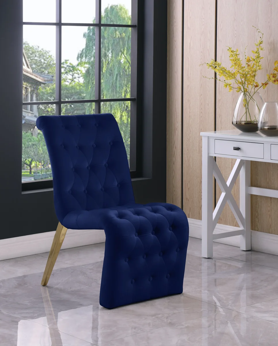 Curve - Dining Chair (Set of 2) - Navy - View 2