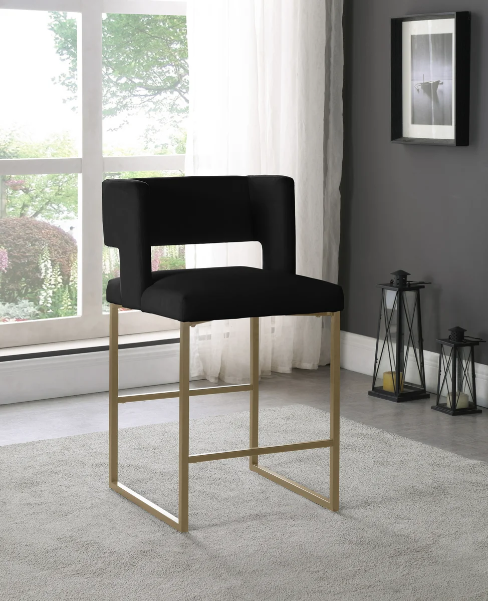 Caleb - Counter Stool (Set of 2) - Black - Fabric - View 2