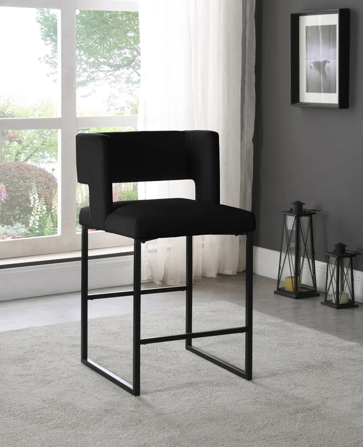 Caleb - Counter Stool (Set of 2) - Black - View 2