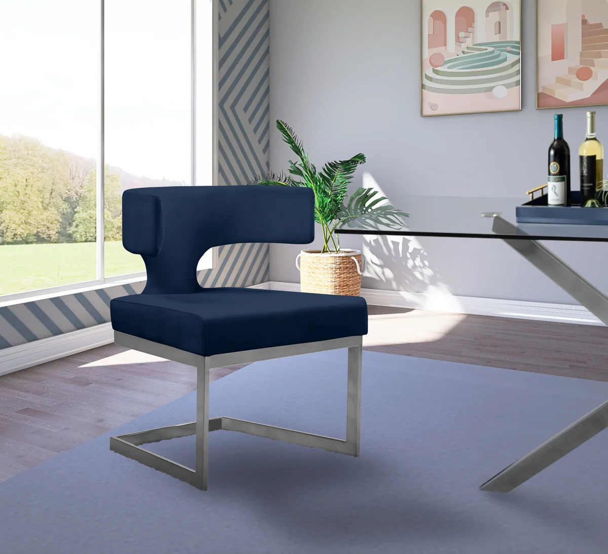 Alexandra - Dining Chair - Navy - View 2