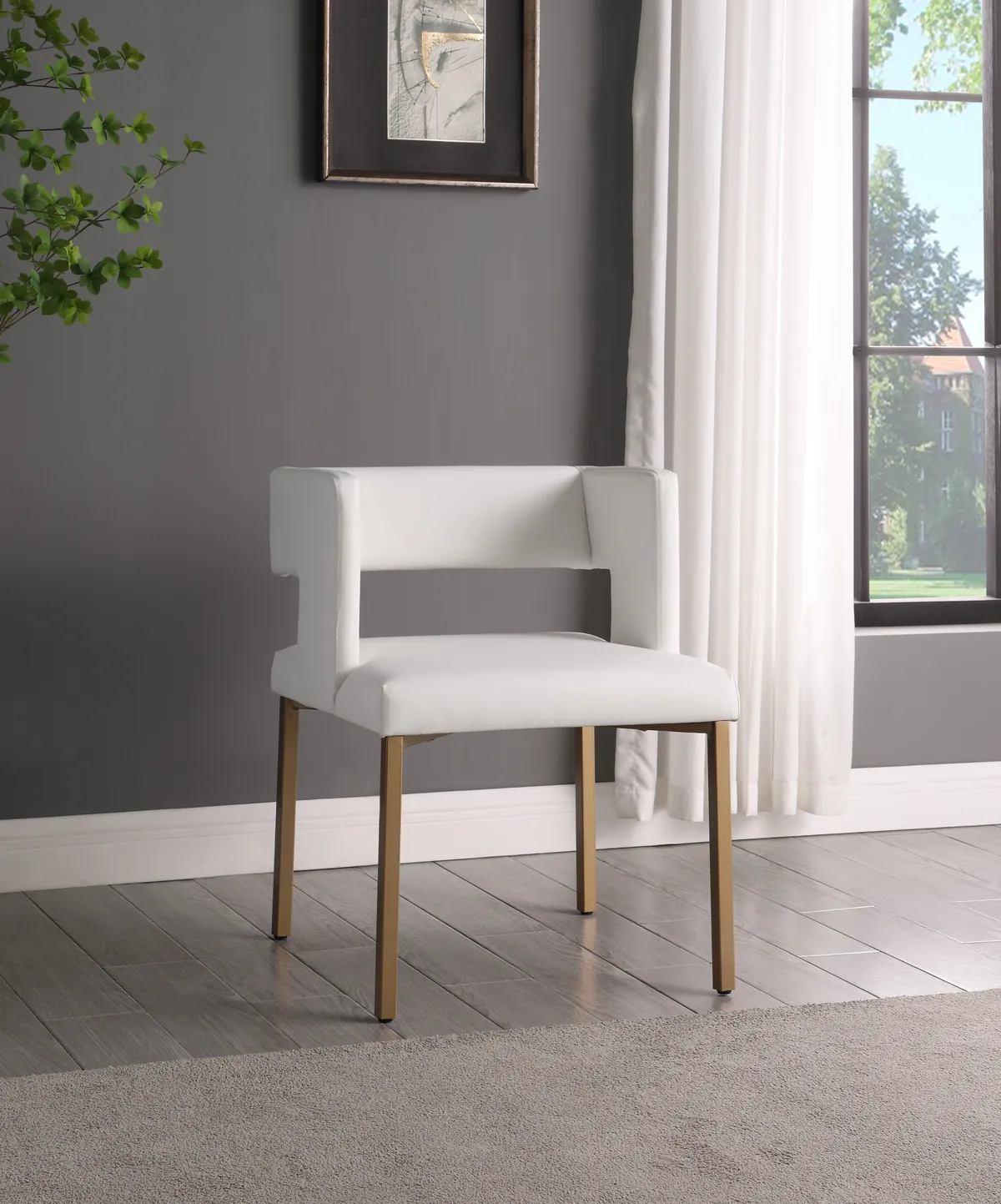 Caleb - Dining Chair (Set of 2) - White - Faux Leather - View 2