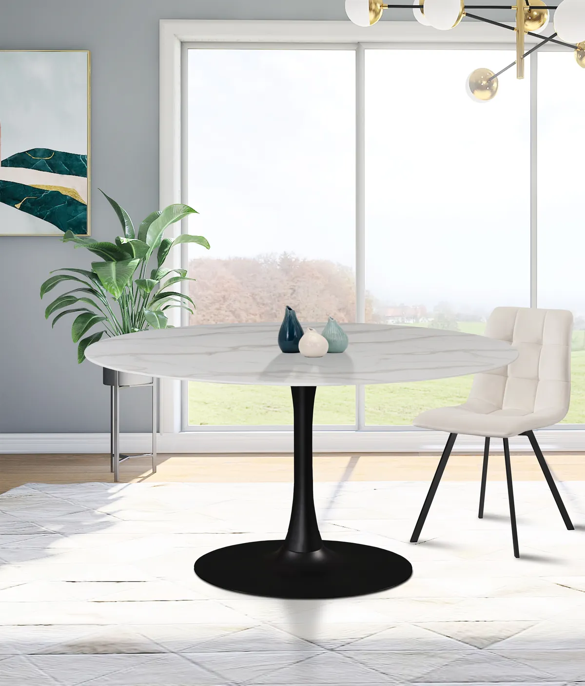 Tulip - 48" Dining Table - Black / White