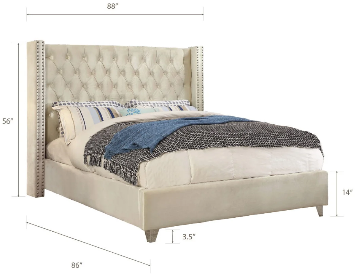 Aiden - King Bed - Cream